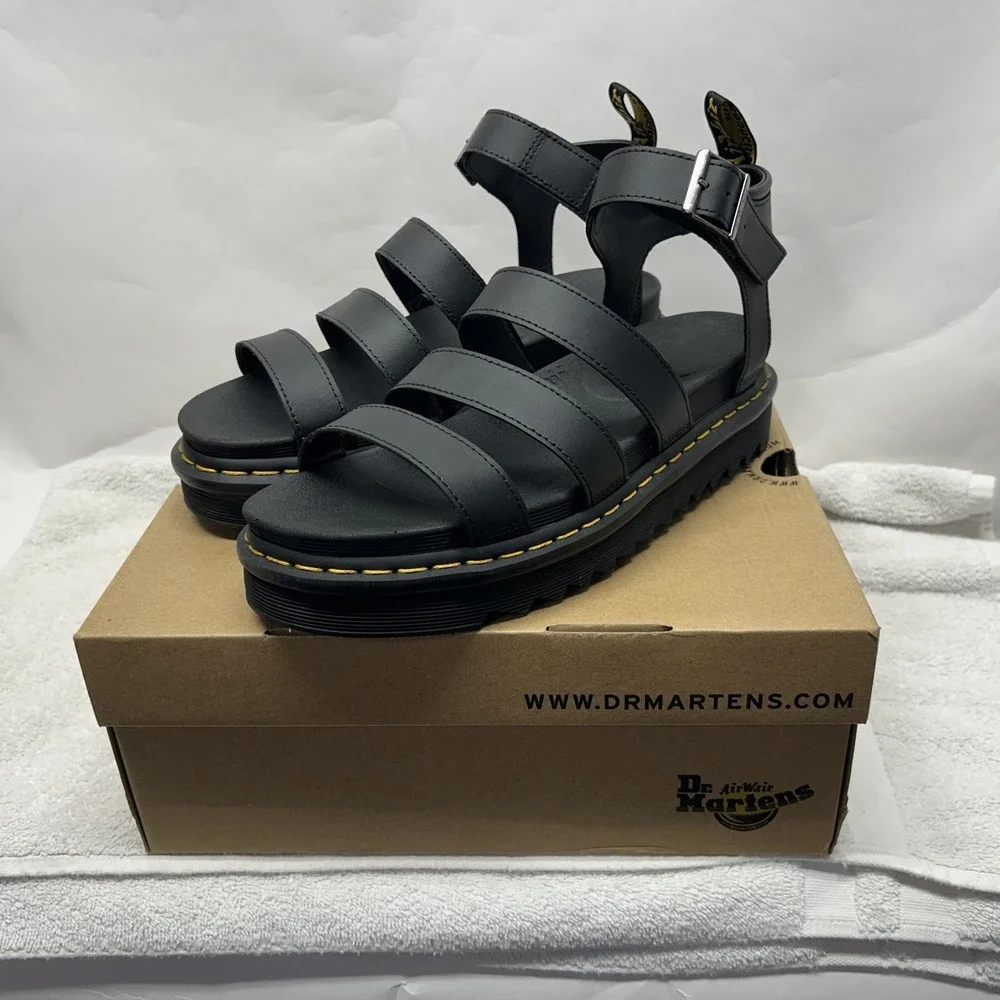 Dr Martens Womens Size 11 Black Blaire Hydro Leather Sandals New